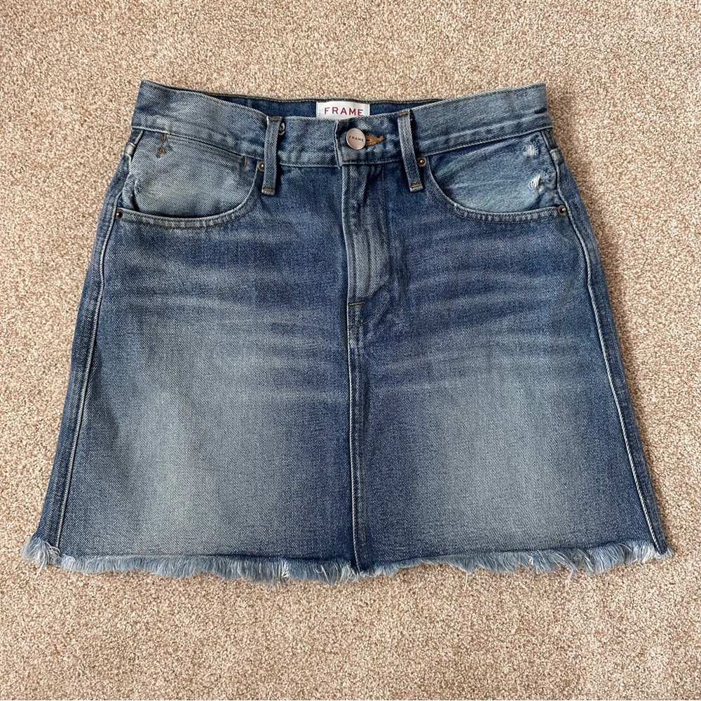 Frame Denim Le High Mini Skirt Re-Release Rigid Frayed Hem Revolve Size 26